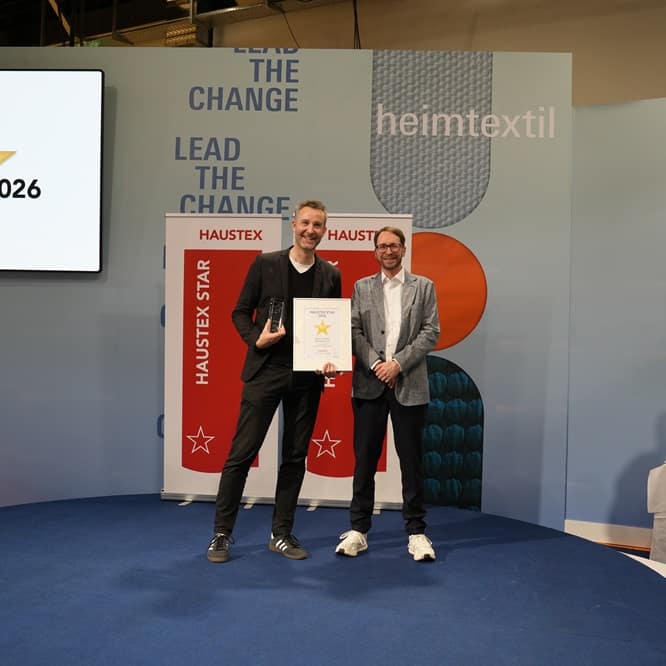 Frank Gaffrey bei der Preisverleihung auf der Heimtextil Messe.